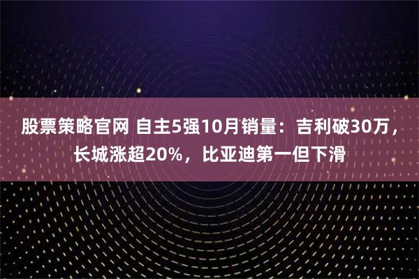 股票策略官网 自主5强10月销量：吉利破30万，长城涨超20%，比亚迪第一但下滑